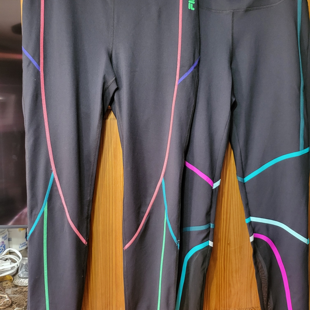 Fila Sport Black Leggings with Vibrant Accents
